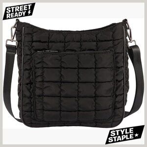 Large Quilted Puffer Crossbody Bag with Detachable Strap